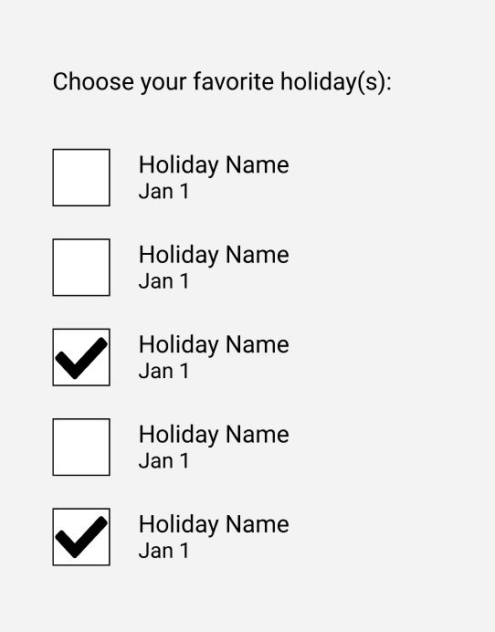 Wireframe of UI for Multi-Select Checkboxes